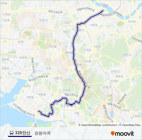 320안산 Bus Line Map