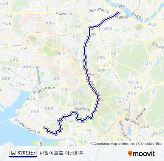 320안산 Bus Line Map