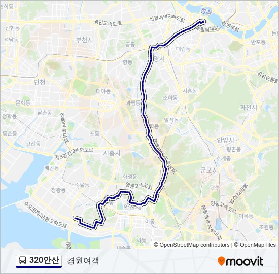 320안산 bus Line Map