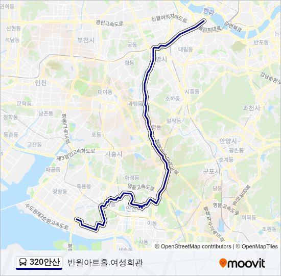 320안산 버스 노선 지도