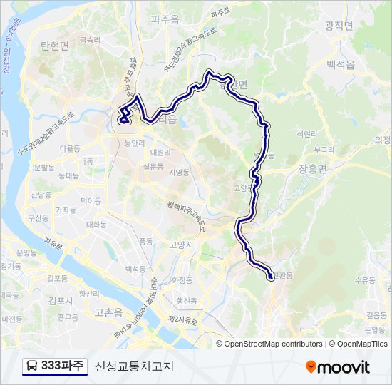 333파주 버스 노선 지도