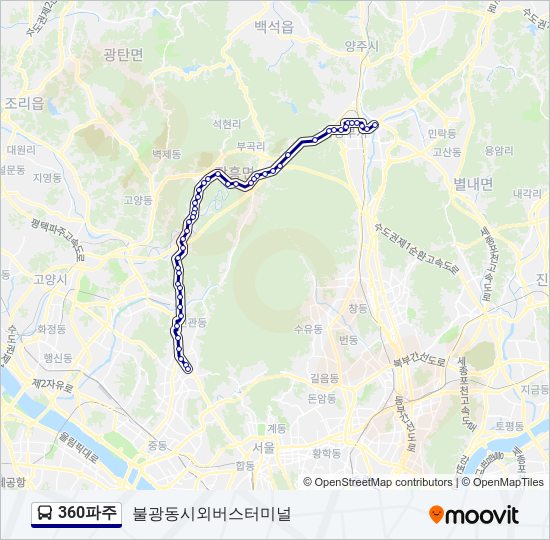 360파주 bus Line Map