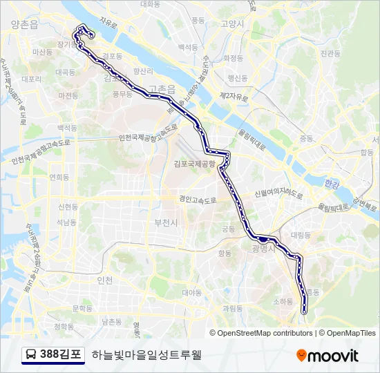 388김포 버스 노선 지도