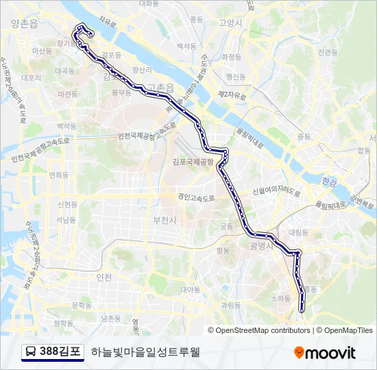 388김포 버스 노선 지도