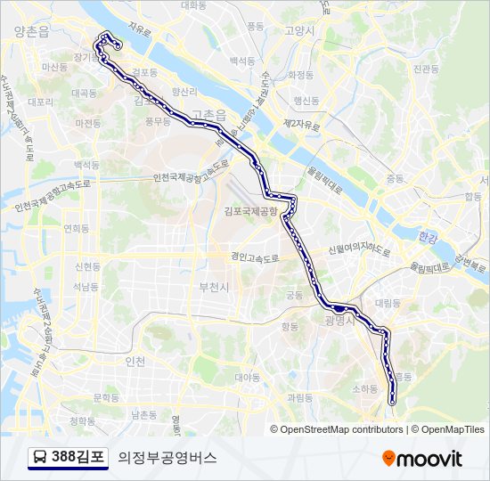 388김포 버스 노선 지도