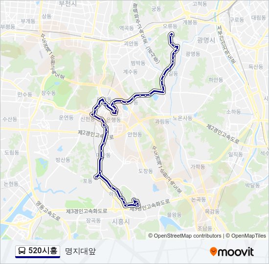 520시흥 버스 노선 지도