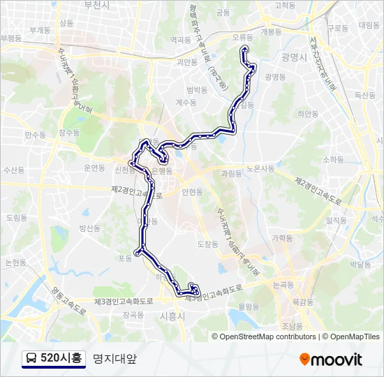 520시흥 버스 노선 지도