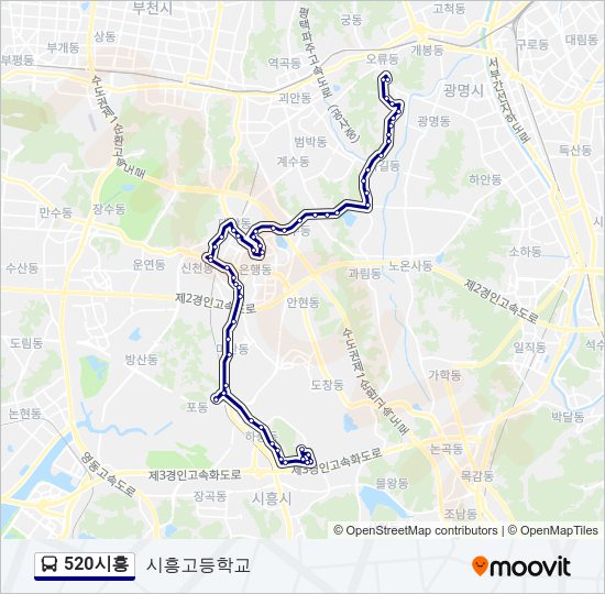 520시흥 버스 노선 지도