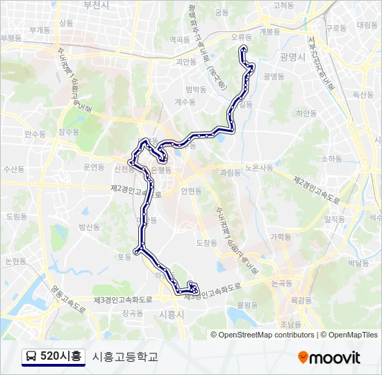 520시흥 버스 노선 지도