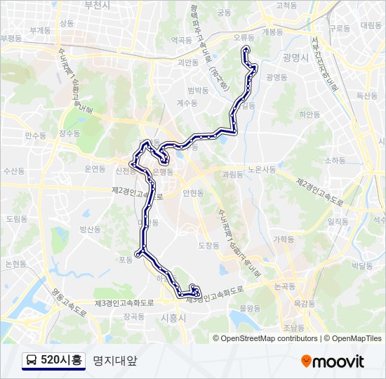 520시흥 버스 노선 지도
