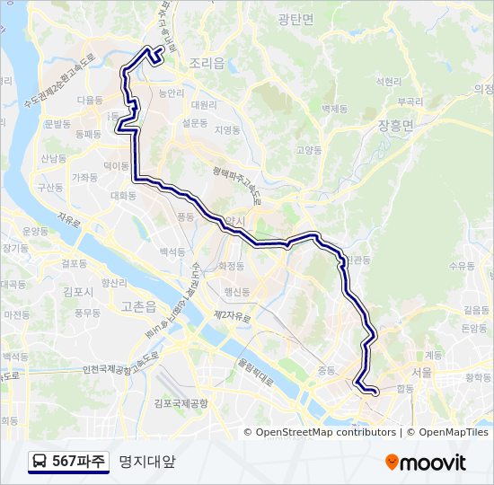 567파주 bus Line Map