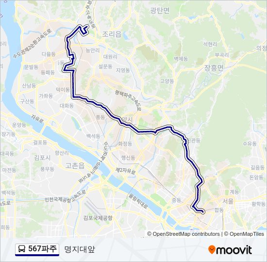 567파주 bus Line Map