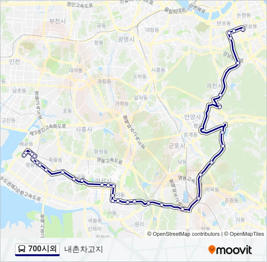 700시외 버스 노선 지도
