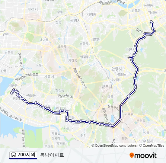 700시외 버스 노선 지도