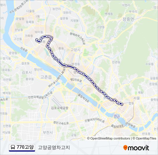 770고양 버스 노선 지도