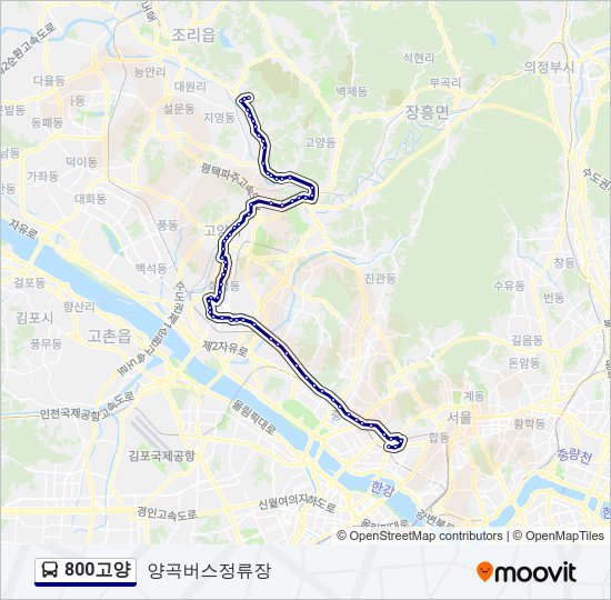 800고양 버스 노선 지도