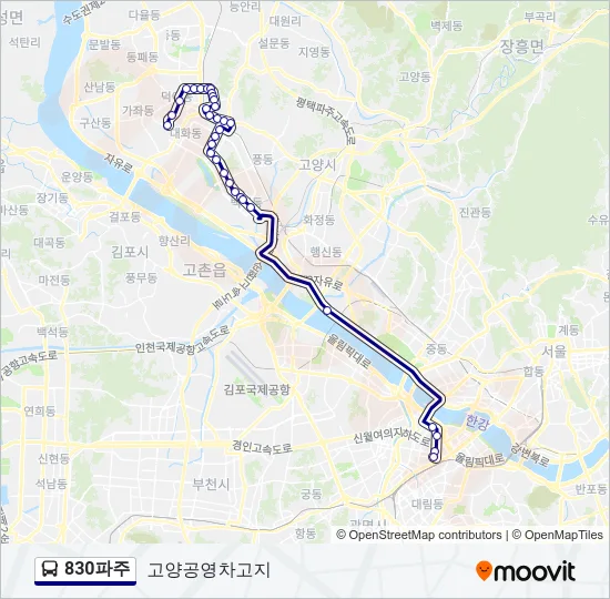 830파주 버스 노선 지도