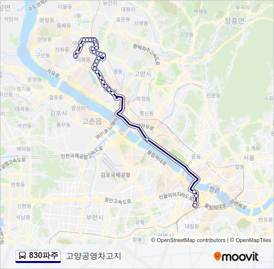 830파주 bus Line Map