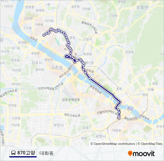 870고양 버스 노선 지도