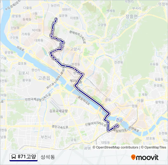 871고양 버스 노선 지도