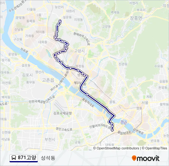871고양 Bus Line Map
