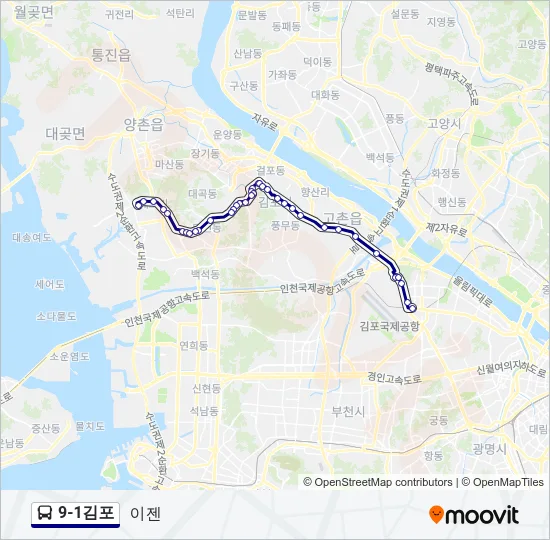 9-1김포 버스 노선 지도