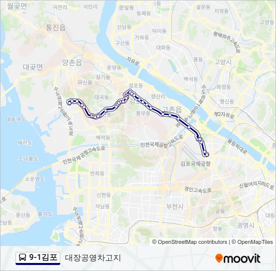 9-1김포 버스 노선 지도