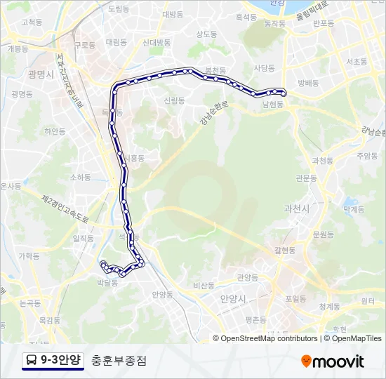 9-3안양 Bus Line Map