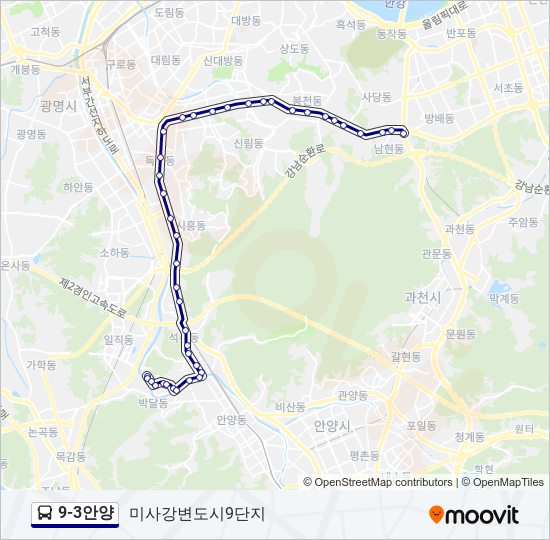 9-3안양 버스 노선 지도