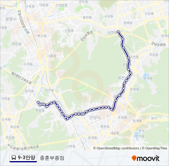 9-3안양 버스 노선 지도