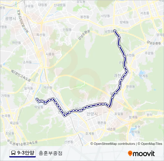 9-3안양 Bus Line Map