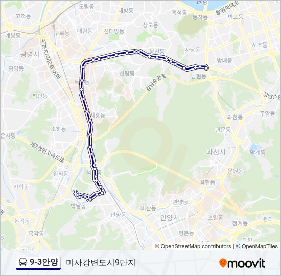 9-3안양 bus Line Map