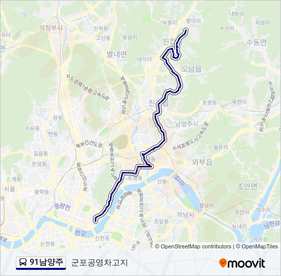 91남양주 bus Line Map
