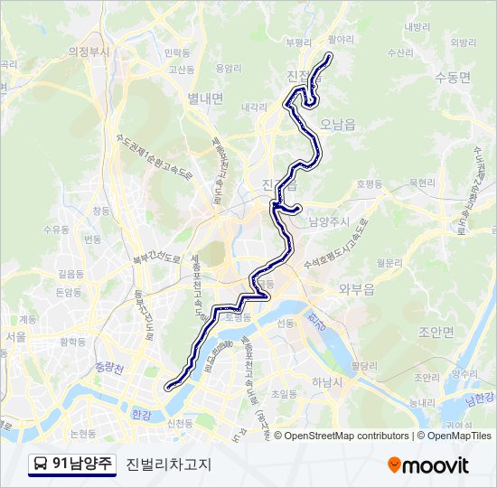 91남양주 bus Line Map