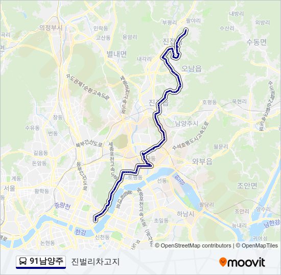 91남양주 bus Line Map