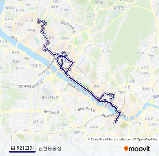921고양 버스 노선 지도