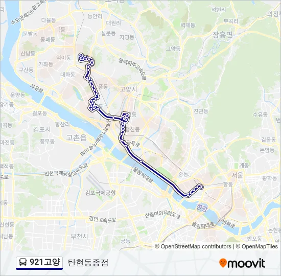 921고양 버스 노선 지도