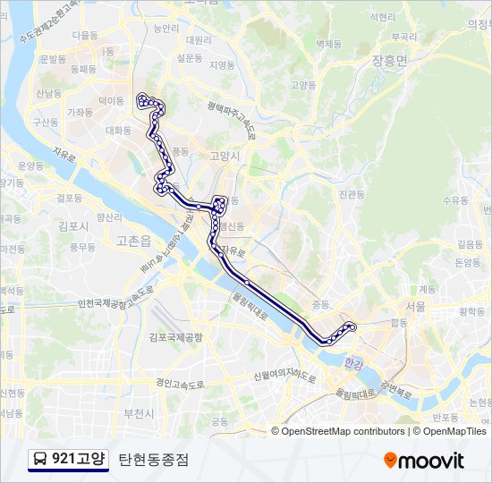 921고양 bus Line Map