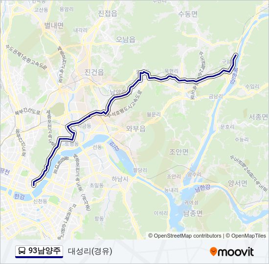 93남양주 bus Line Map