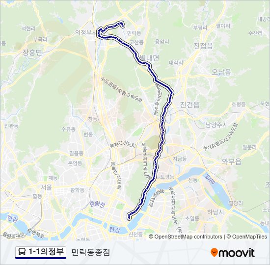 1-1의정부 버스 노선 지도