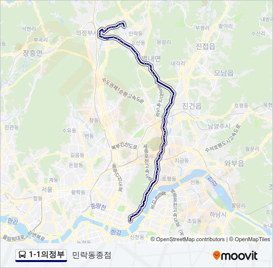 1-1의정부 bus Line Map