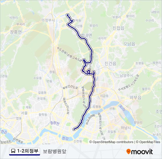1-2의정부 버스 노선 지도