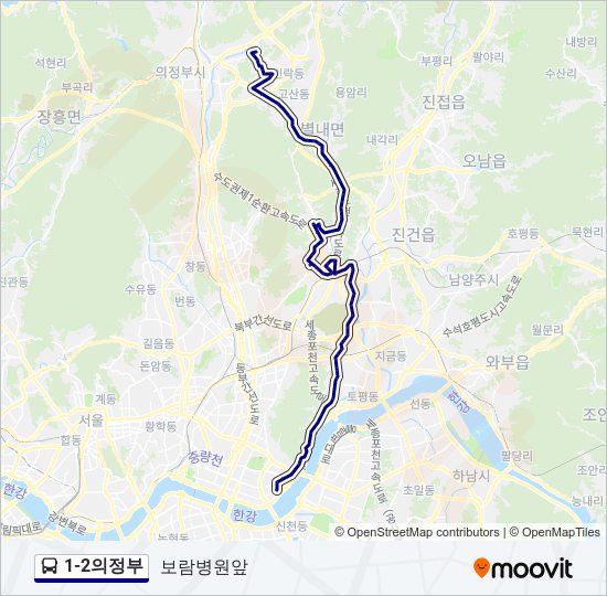 1-2의정부 bus Line Map