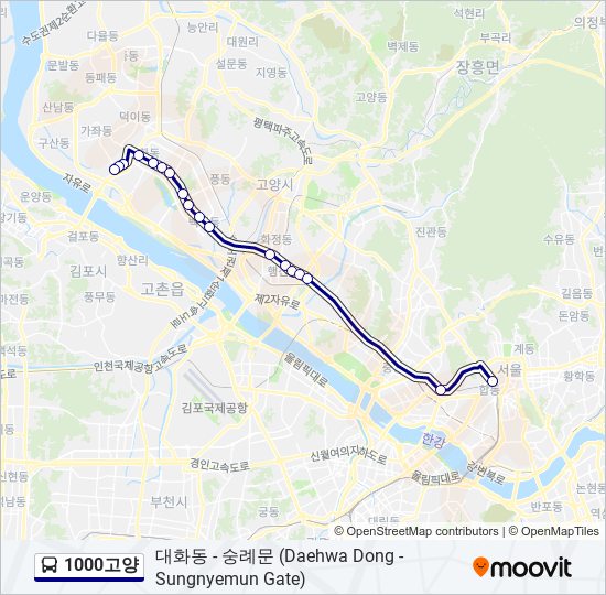 1000고양 bus Line Map