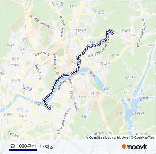 1000구리 버스 노선 지도