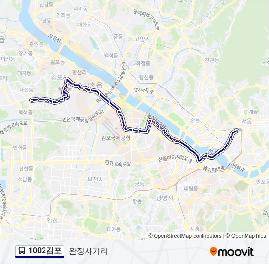 1002김포 버스 노선 지도