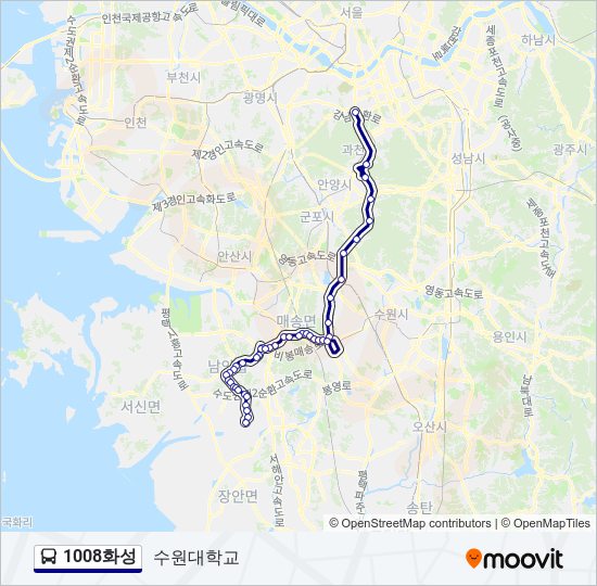1008화성 버스 노선 지도