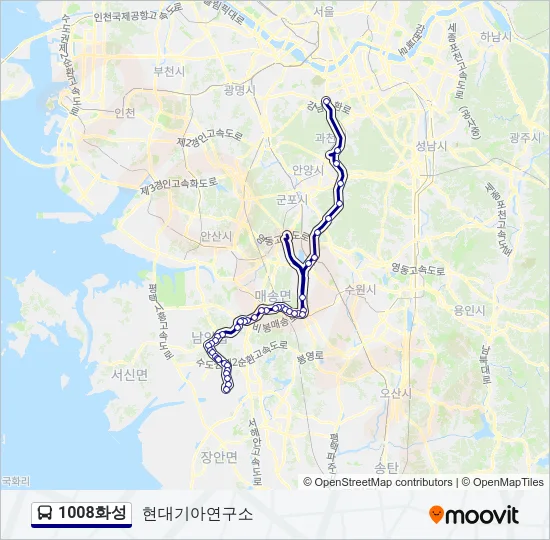 1008화성 버스 노선 지도