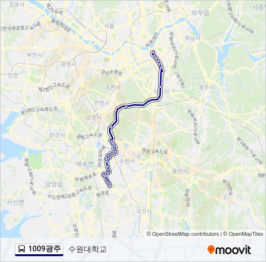 1009광주 bus Line Map