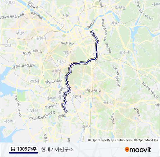 1009광주 bus Line Map